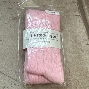 Little Stocking Co. Pink Cable Knit Tights